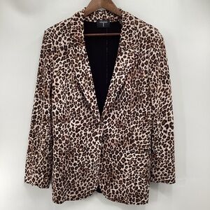 Tahari Leopard Print Raw Hem Blazer